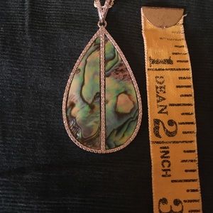 diamond&abalone pendant with chain sterling silver